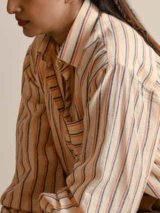 Crema handwoven cotton shirt Headstrongg by Hema Sharma