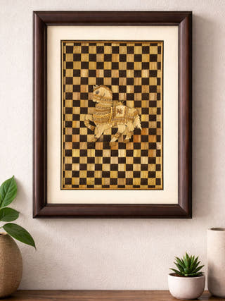 Horse Sikki Grass Painting | Framed