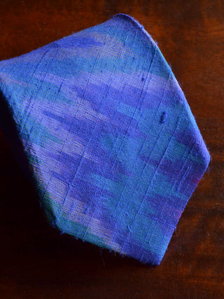 Raw Silk Ikat Necktie in Royal Blue Indigharana