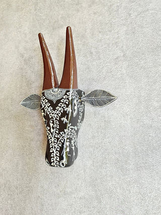 Hand Painted Warli Cow Head Black