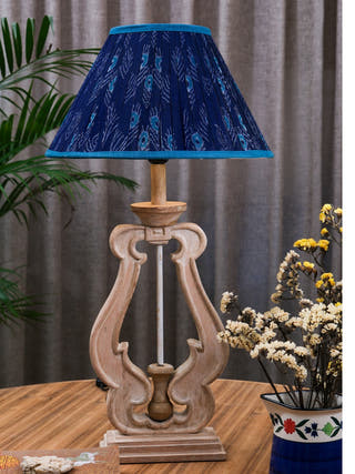Plume Blue Ikat Pleated Empire Lampshade