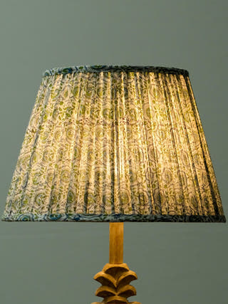 White Green Block Print Empire Lampshade