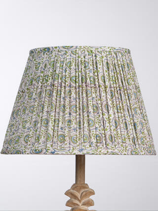 White Green Block Print Empire Lampshade