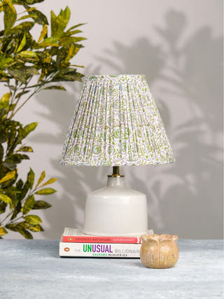 White Green Block Print Empire Lampshade