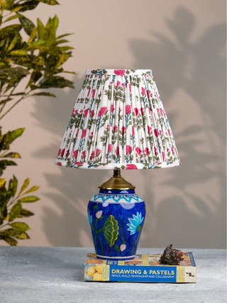 White Pink Block Print Empire Lampshade