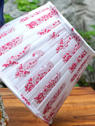 Red Paisley Block Print Pleated Empire Lampshade