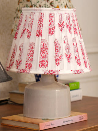 Red Paisley Block Print Pleated Empire Lampshade
