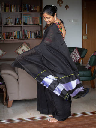 Black & Black Viscous Cotton Saree