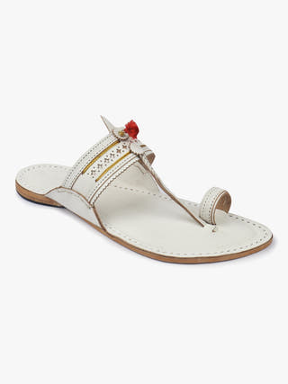 Authentic White Men Kolhapuri Chappal