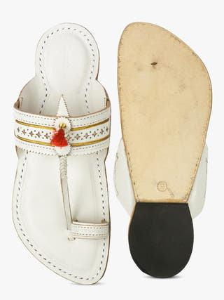 Authentic White Men Kolhapuri Chappal
