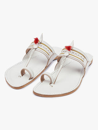 Authentic White Men Kolhapuri Chappal