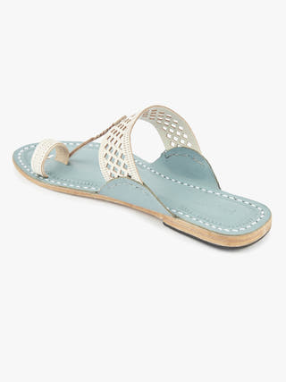 White Diamonds in the sky Kolhapuri Chappal for Women