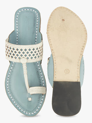 White Diamonds in the sky Kolhapuri Chappal for Women