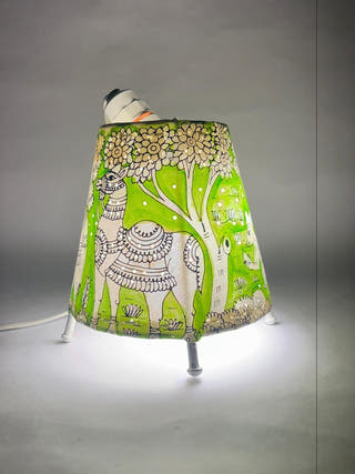 Tree Of Life Design Table Lamp Round - Green