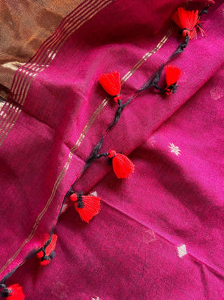 Angoori Wine Handloom Cotton Saree