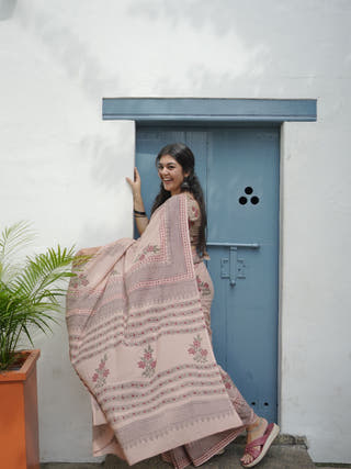 Aparna Hand Block Printed Cotton Saree