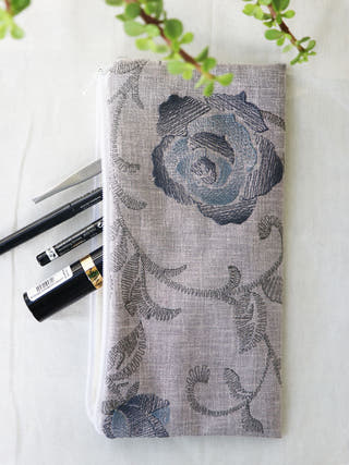 Grey Flora Printed Multipurpose Pouch