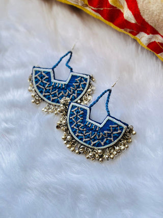 Chitrahaar Moon Earrings (Blue) Studio Naach