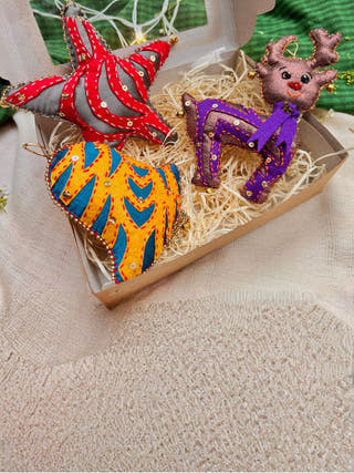 Cutwork Applique Christmas Set of Star | Bell | Reindeer