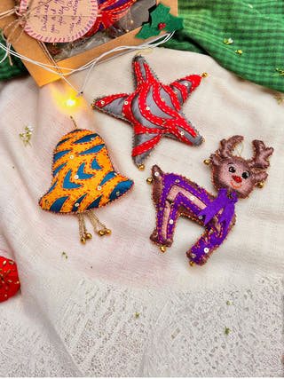 Cutwork Applique Christmas Set of Star | Bell | Reindeer