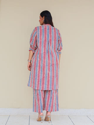 Faith HandBlock Print Stripes Cotton Kurta Set