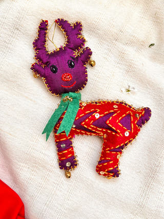Cutwork Applique Christmas Ornament | Reindeer