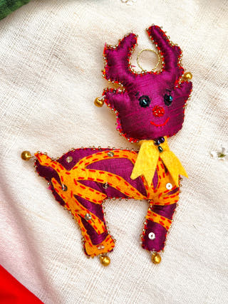 Cutwork Applique Christmas Ornament | Reindeer