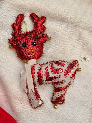 Cutwork Applique Christmas Ornament | Reindeer