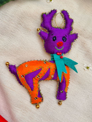 Cutwork Applique Christmas Ornament | Reindeer