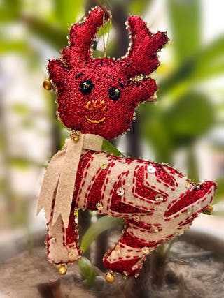 Cutwork Applique Christmas Ornament | Reindeer