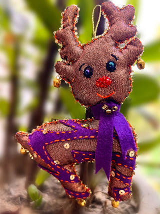 Cutwork Applique Christmas Ornament | Reindeer