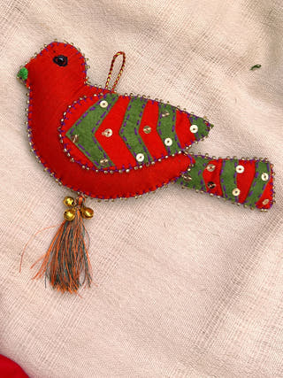 Cutwork Applique Christmas Ornament | Bird