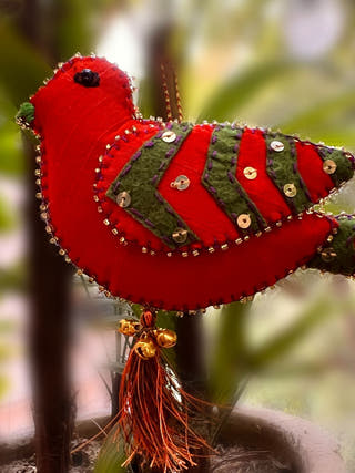 Cutwork Applique Christmas Ornament | Bird