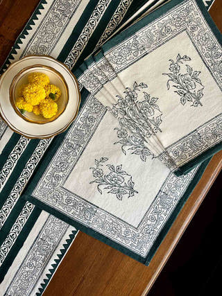 Blue Floral Table Placemats - Set of 6 Arras 