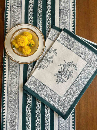 Blue Floral Table Placemats - Set of 6 Arras 