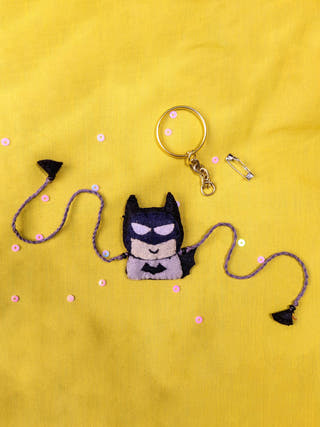 Hand Embroidery Batman Rakhi