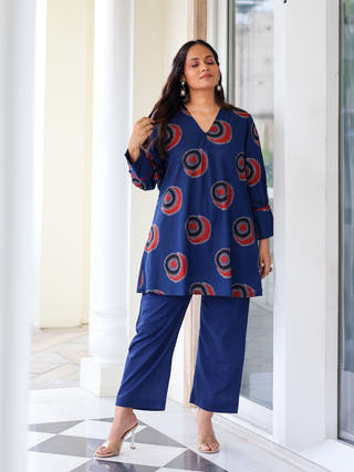 Vaani Blue A-line Cotton Kurta Set