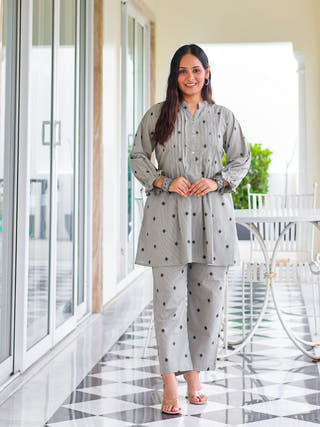 Macy Pintucks Short Cotton Kurta Set