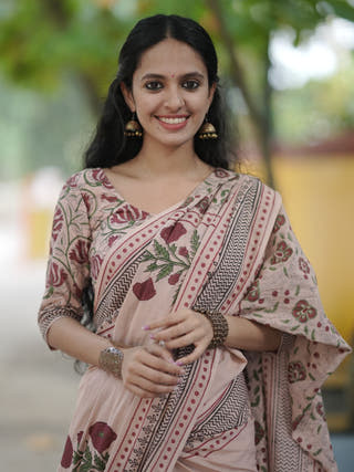 Nayana Hand Block Printed Cotton Saree