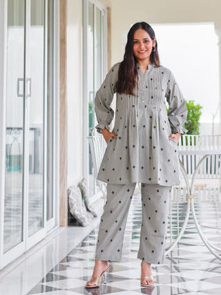 Macy Pintucks Short Cotton Kurta Set