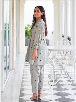 Macy Pintucks Short Cotton Kurta Set