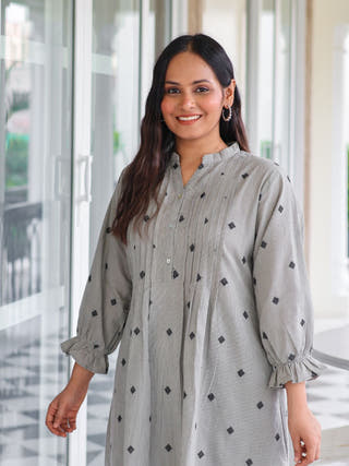 Macy Pintucks Short Cotton Kurta Set