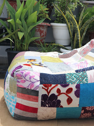 Colorful Patchwork Bean Chair Cover