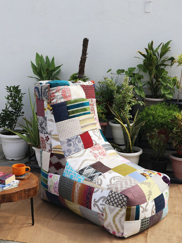 Colorful Patchwork Bean Chair Cover