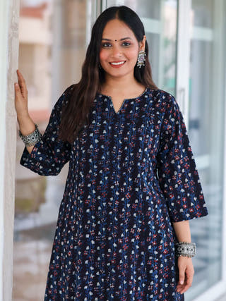 Avani Black HandBlock Print Cotton Kurta Set