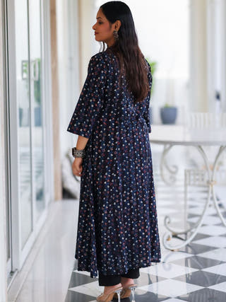 Avani Black HandBlock Print Cotton Kurta Set