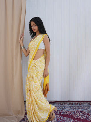 Suriya Heritage Hand Block Printed Pure Cotton Saree