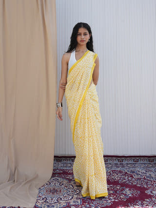 Suriya Heritage Hand Block Printed Pure Cotton Saree