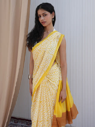 Suriya Heritage Hand Block Printed Pure Cotton Saree