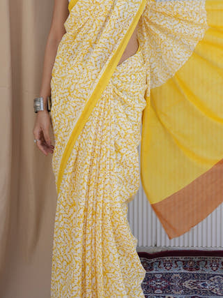 Suriya Heritage Hand Block Printed Pure Cotton Saree